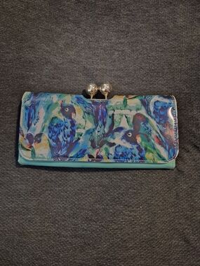 Ted Baker Blue & Teal Parrot-Print Clasp Wallet